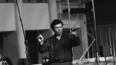 Conductor Gerard Schwarz and members of the Berlin Radio Symphony Orchestra